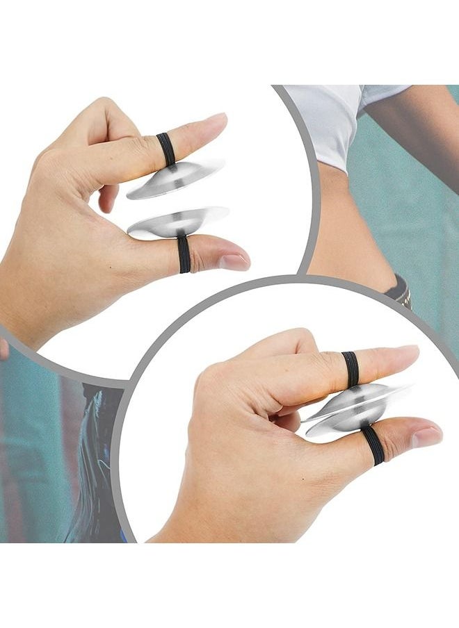 Arabest - 4 Pieces Finger Cymbals Belly Dancing Finger Dance Finger Zills Dance Finger Musical Instrument for Dancer Party (Brass, Silver) - Image 1