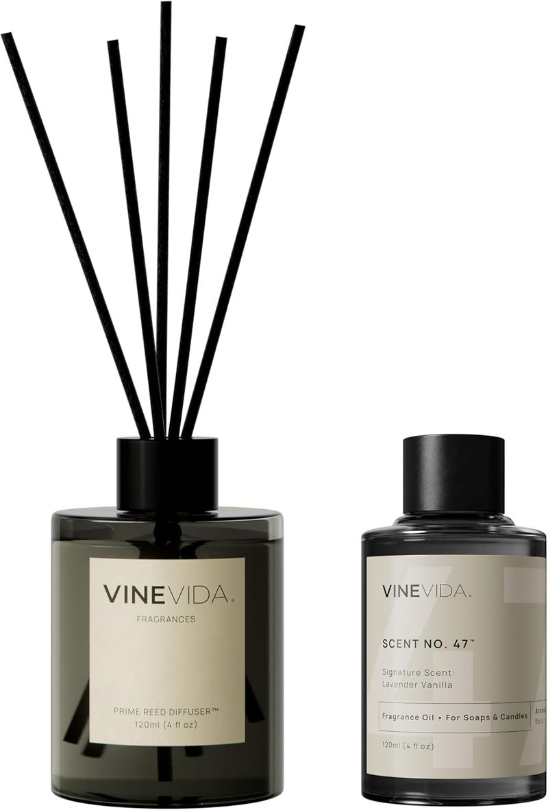 VINEVIDA | Lavender Vanilla | Reed Diffuser for Home & Bathroom | Long-Lasting Scent Sticks Set | Oil Stick Diffuser | Bathroom Scent - Image 1