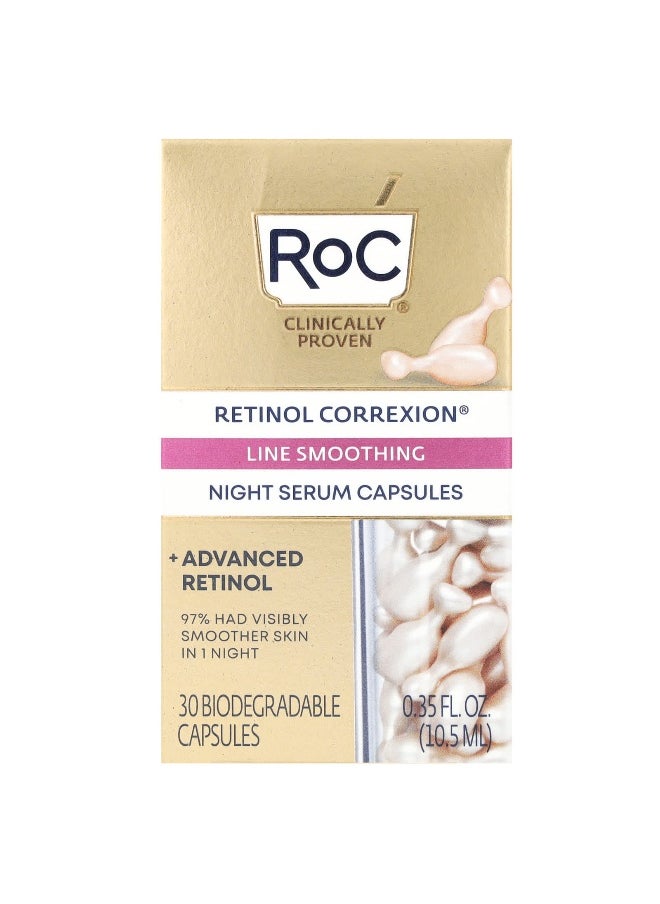 RoC - RoC, Retinol Correxion, Line Smoothing Night Serum Capsules, 30 Biodegradable Capsules, 0.35 fl oz (10.5 ml) - Image 1