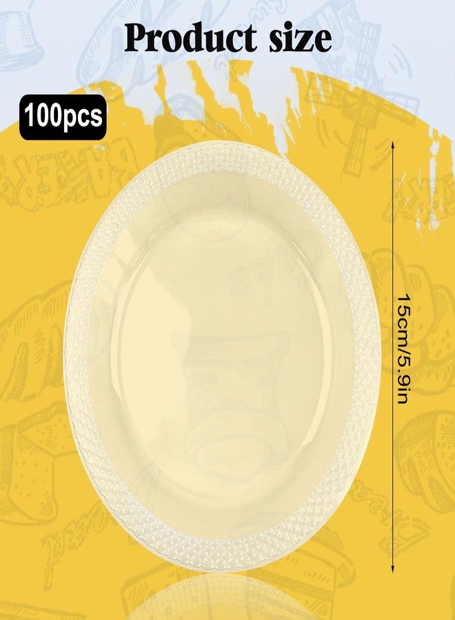 Rainmae 100 Pack 6" Clear Plastic Plates, Heavy Duty Party Wine Tasting Plates Disposable Dishes Food Tray for Wedding Serving Hamburger BBQ Dinner Travel and Events Dessert Appetizers Microwaveable - Image 2