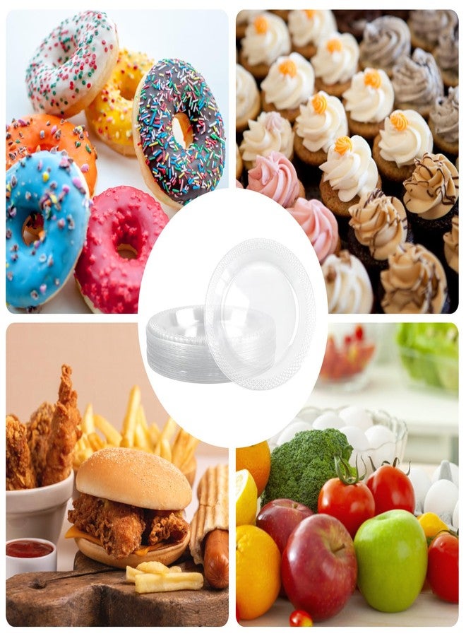 Rainmae 100 Pack 6" Clear Plastic Plates, Heavy Duty Party Wine Tasting Plates Disposable Dishes Food Tray for Wedding Serving Hamburger BBQ Dinner Travel and Events Dessert Appetizers Microwaveable - Image 4