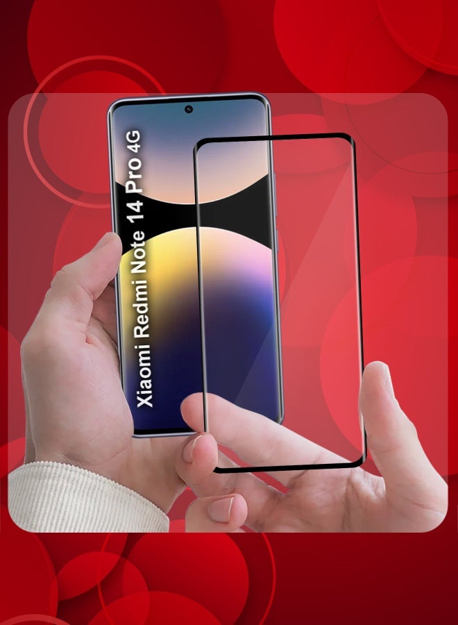 DUSALA Curved Screen Protector Compatible With Xiaomi Redmi Note 14 Pro 4G Tempered Glass, Protective Film Easy Installation Bubble Free - Image 2