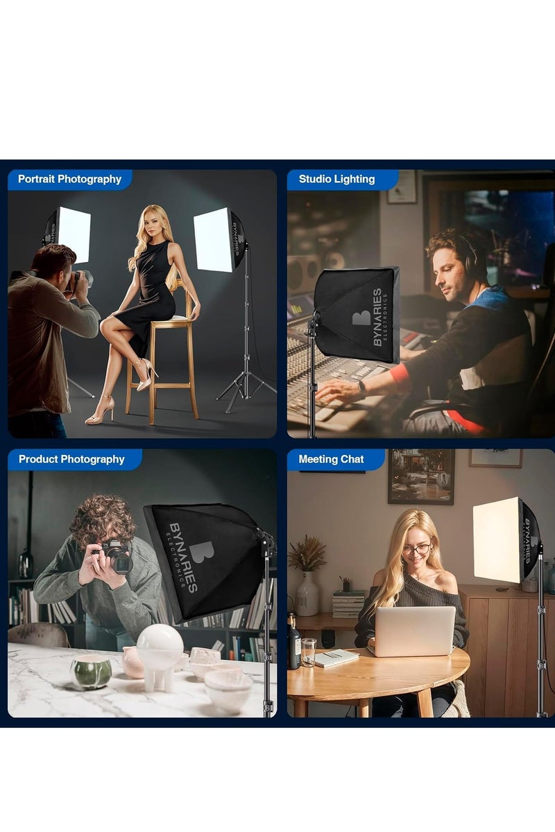 Bynaries Electronics BYNARIES Softbox Lighting Kit | photography light Kit with 2x20x28" Soft Box, 2x50W LED Bulb (3000K-7000K), 2 Adjustable Stand, 2 Remote & Bag - Studio Light for Video Recording & Portrait Shooting - Image 4