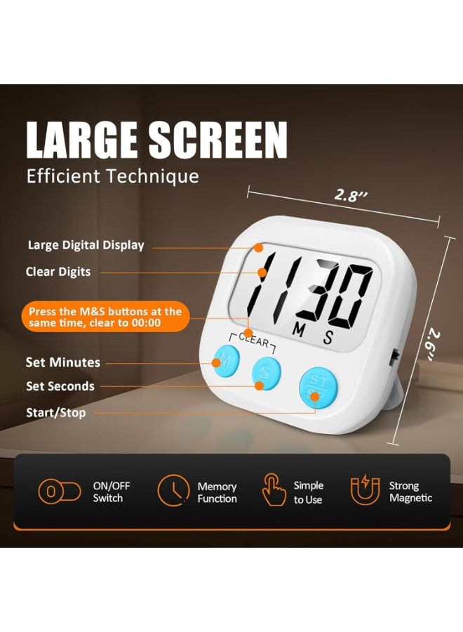 Digital Kitchen Timer with Alarm Kitchen Accessories – Large Display, Loud Beep, Magnetic Back, Stand & Hook – Countdown Timer for Cooking, Study, and Workout - Image 2