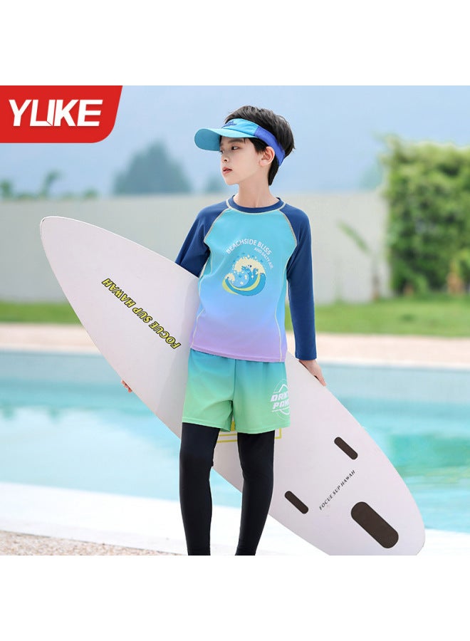 Children's Swimsuit Boy Boy Split Swimsuit Long-sleeved Pants New Swimsuit Youth Sun Protection Swimsuit Swimming Trunks