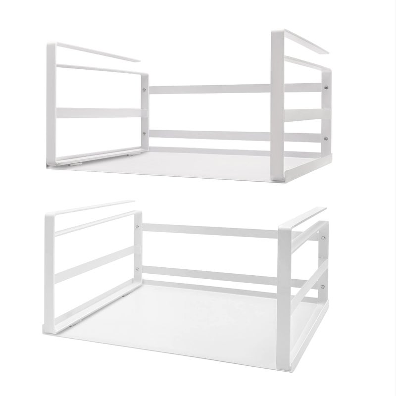 Nxconsu 2Pack Under Shelf Storage Basket Organizer Hanging Holder for Cabinet Pantry Kitchen Cupboard Desk Counter Bookshelf Organization Addon Space Saver Heavy Duty Slidein White