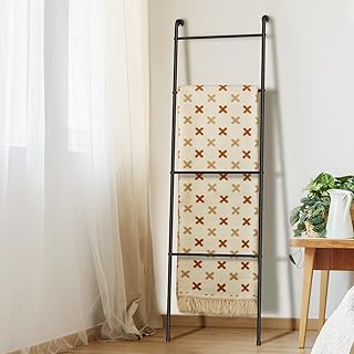 ABQ ABQ Blanket Ladder Outdoor Towel Rack for Pool, Decorative Metal Holder for The Living Room Bathroom, Black  - Image 1