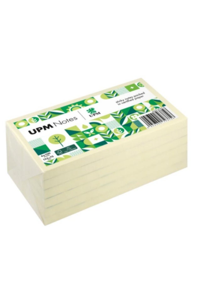 UPM - Pastel Yellow Sticky Notes, 75x125mm (Environmentally Friendly)