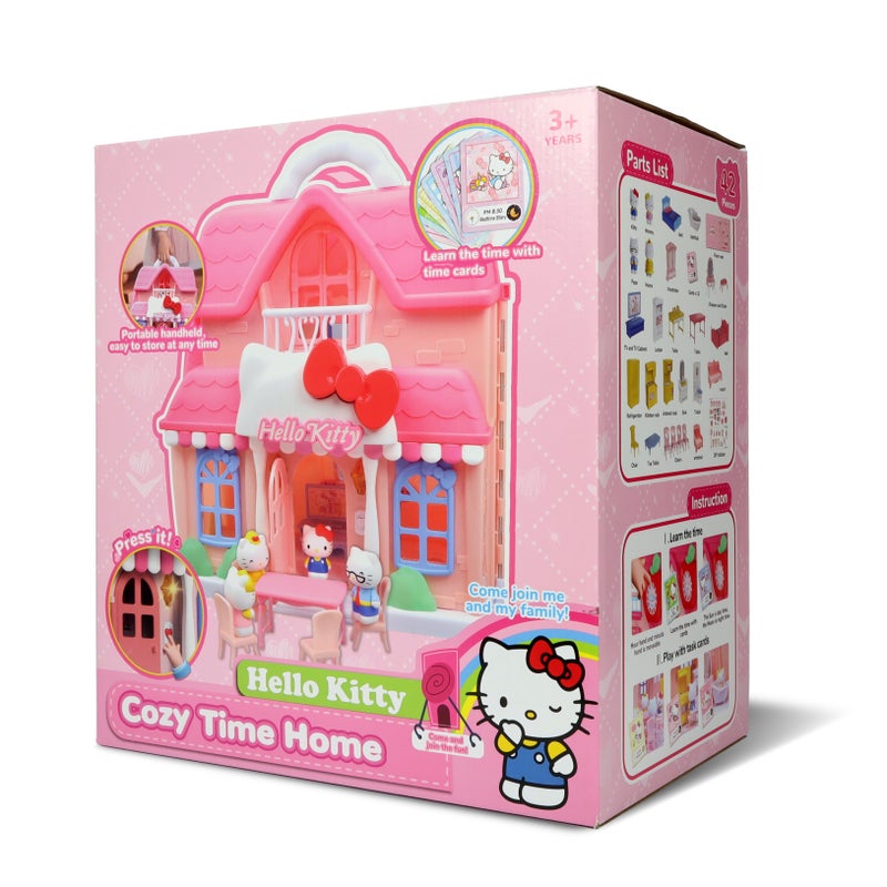 Hello Kitty and Family Cozy Time Home Doll House Playset with Character Figures and Accessories | Includes Figures & Furnitures | Portable Handheld Doll House with Lights & Sound | Imaginative Play for Kids - Image 4