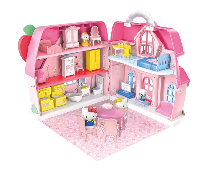 Hello Kitty and Family Cozy Time Home Doll House Playset with Character Figures and Accessories | Includes Figures & Furnitures | Portable Handheld Doll House with Lights & Sound | Imaginative Play for Kids - Image 1