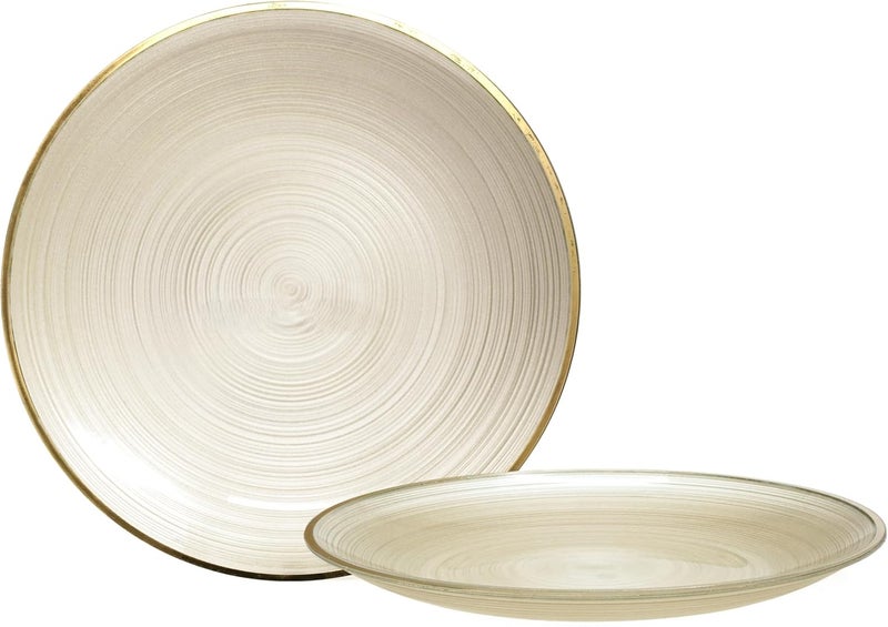 OCCASIONS FINEST PLASTIC TABLEWARE " OCCASIONS " 50 Plates Pack (25 Guests)-Wedding Party Disposable Plastic Plate Set -25 x 10'' Dinner + 25 x 7'' Salad & Dessert plates (Belize in Ivory & Gold) - Image 3