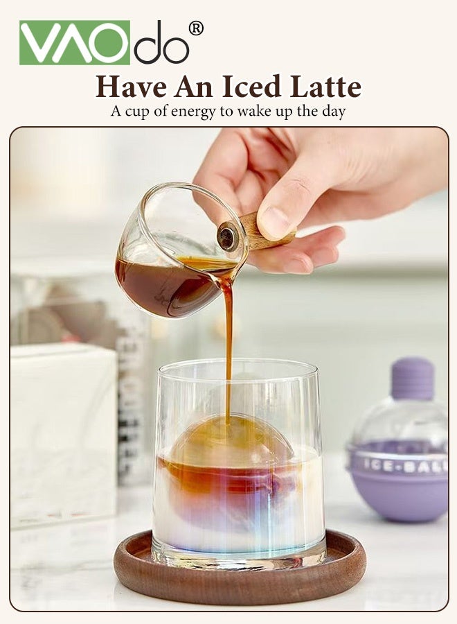 فاو دو 4 قطع صانعة كرات ثلج مستديرة كبيرة الحجم مع أغطية، مصنوعة من مادة السيليكون المخصص للطعام، مكعبات ثلج مستديرة سهلة التحرير بشكل مثالي لمشروبات القهوة بالحليب والعصير والشاي الباردة - Image 5