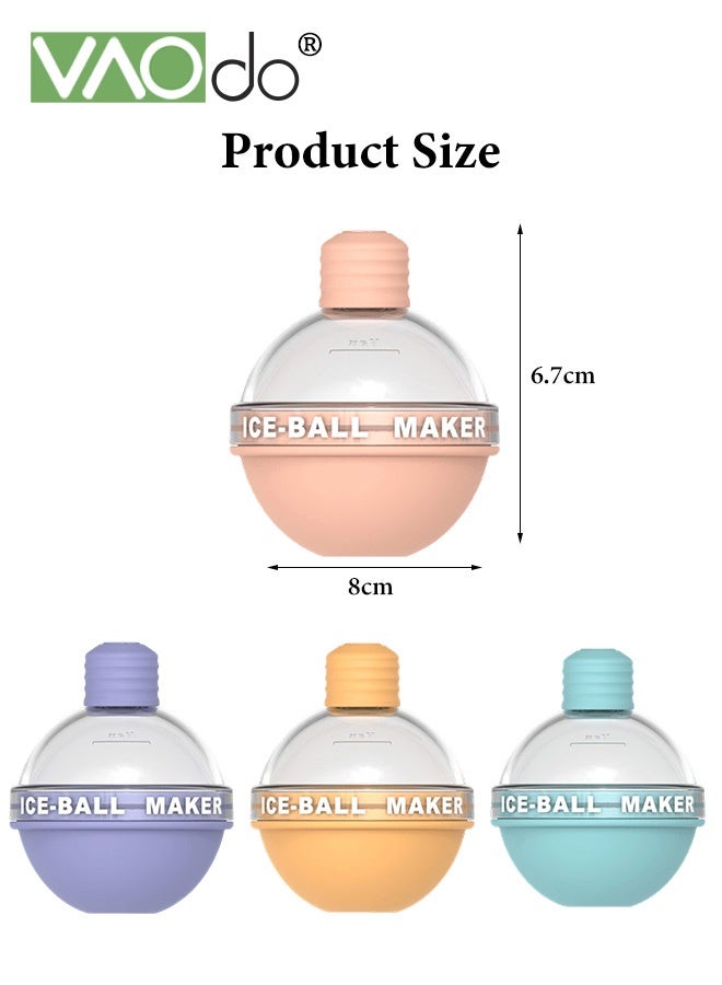 فاو دو 4 قطع صانعة كرات ثلج مستديرة كبيرة الحجم مع أغطية، مصنوعة من مادة السيليكون المخصص للطعام، مكعبات ثلج مستديرة سهلة التحرير بشكل مثالي لمشروبات القهوة بالحليب والعصير والشاي الباردة - Image 3