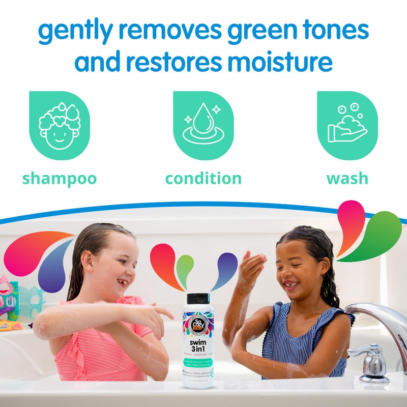 SO COZY SoCozy Kids Swim 3-in-1 Shampoo, Conditioner & Body Wash - 3-in-1 Combo Pool Shampoo & Conditioner for Swimmers - Salt & Chlorine Removing Activated Charcoal - Image 4