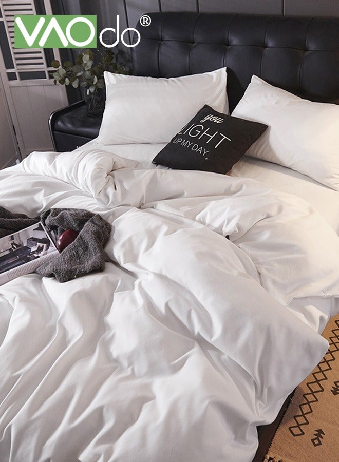 فاو دو طقم لحاف مقاس كوين 6 قطع مجموعات الفراش المواد المصقولة للتنفس آلة ناعمة مجموعات لحاف قابلة للغسل لجميع المواسم أبيض - Image 5