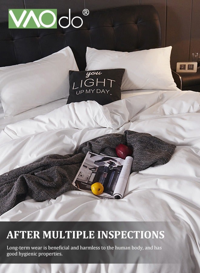 فاو دو طقم لحاف مقاس كوين 6 قطع مجموعات الفراش المواد المصقولة للتنفس آلة ناعمة مجموعات لحاف قابلة للغسل لجميع المواسم أبيض - Image 3