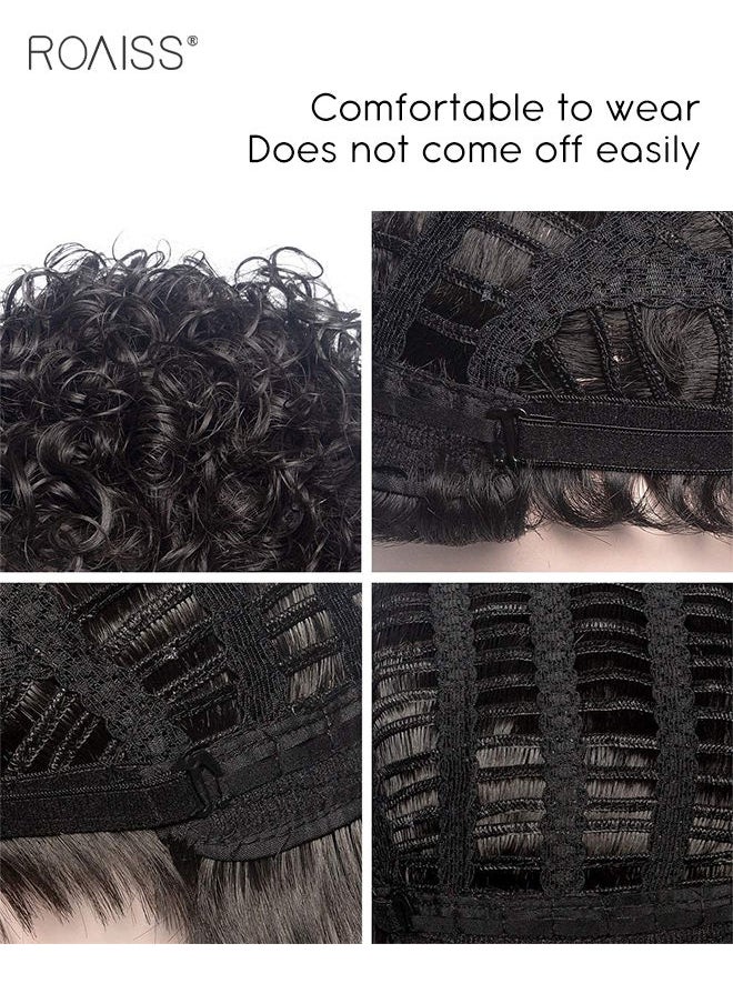 roaiss - Men's Hair Wig, Short Curly Synthetic Natural Heat Resistant Fiber Breathable Hair Wig for Male for Daily Wear, Party, Costume, Cosplay, Black, 16.5cm - Image 1