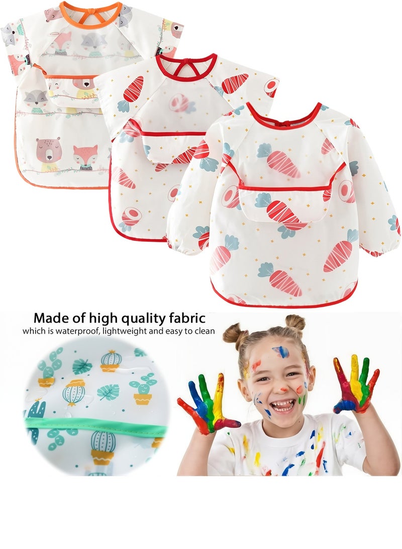 Pack Of 3 Waterproof Baby Bibs with Pocket, Safety Material, Machine Washable - Image 2