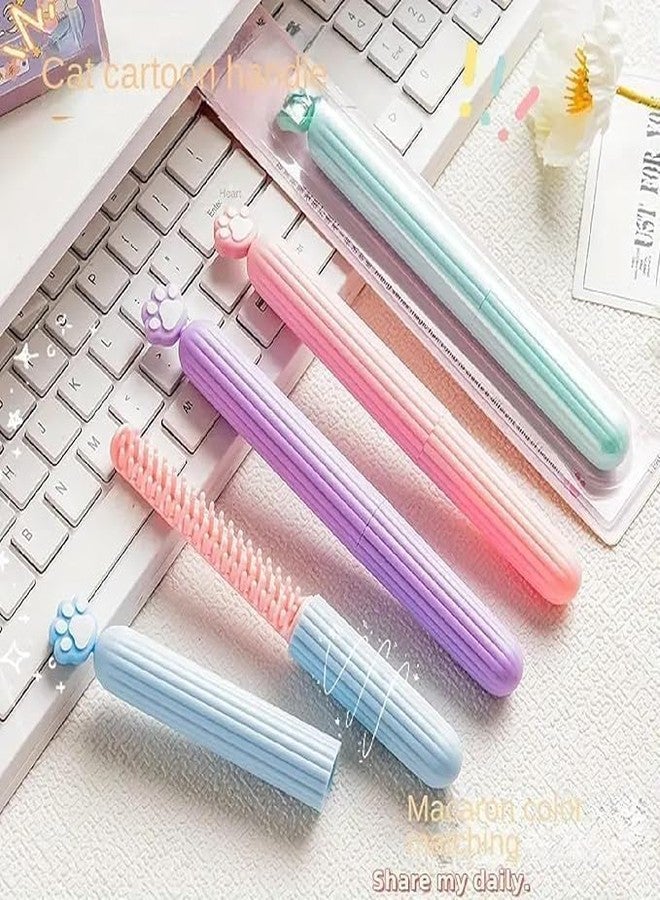 PURCHASE ZONE® Portable Travel Hair Comb Portable Lovely Cartoon Kitten Decorative Hair Detangling Comb With Cap Easy To Carry Keep Special made for travel slim comb with silicon paw head [ Multicolor] [ Pack Of 1 Pcs ] - Image 4