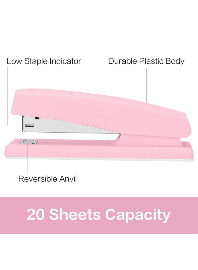 Deli Stapler, Desktop Stapler, Office Stapler, 25 Sheet Capacity, Includes 1000 Staples And Staple Remover, Pink - Image 2