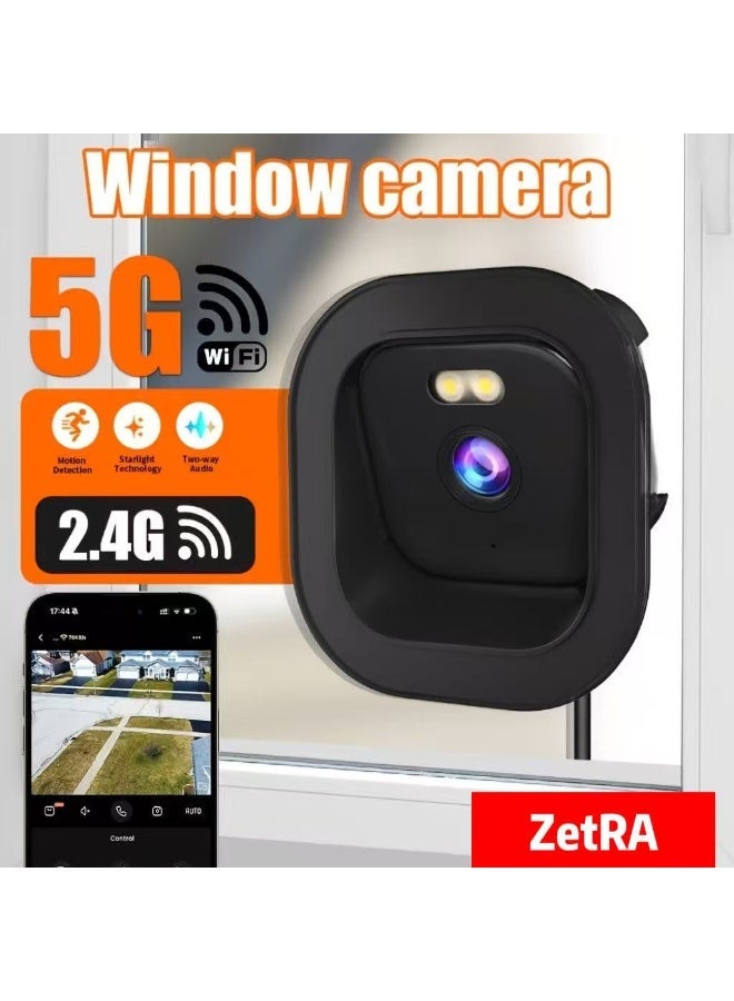 زيترا كاميرا نافذة 3MP ، كاميرا داخلية WiFi مزدوجة النطاق 5GHz / 2.4GHz مع رؤية ليلية ملونة AI Starlight ، الكشف عن حركة شخص AI ، تسجيل 7 أيام وأقوسين تركيب ، كاميرا الأمن المنزلي للاستخدام الداخلي (أسود) - Image 2