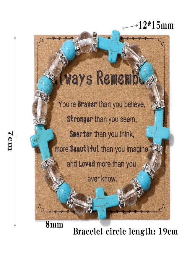 Pingyongchang Inspirational Cross Bracelets for Women Healing Relaxation Crystal Stone Bracelet Gifts for Christian Easter Graduation Birthday Christmas Mothers day Valentines for Her Mom Best Friend-Blue B - Image 5