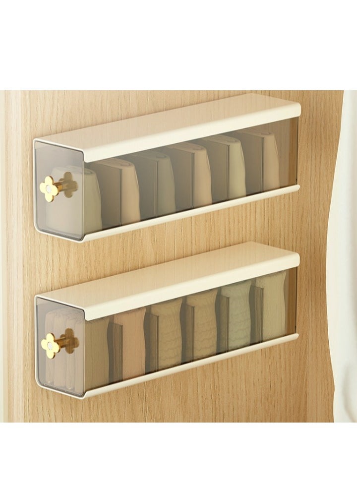 Generic Underwear Storage Box Drawer Underwear Organizer Divider Wall Mounted Non Punching Wardrobe Storage Rack Suspension Clothing Storage Box for Lingerie Socks Ties(2pcs,White）  - Image 4