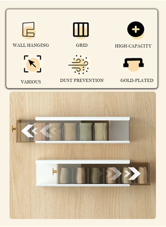 Generic Underwear Storage Box Drawer Underwear Organizer Divider Wall Mounted Non Punching Wardrobe Storage Rack Suspension Clothing Storage Box for Lingerie Socks Ties(2pcs,White）  - Image 2