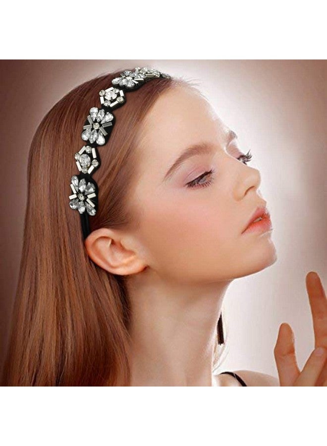 Amariver 2 Pieces Rhinestone Beaded Elastic Headband，Fashion Headbands Handmade Hair Bands Hair Accessories For Lady Woman 2025" Fits For Most (Style B) - Image 3