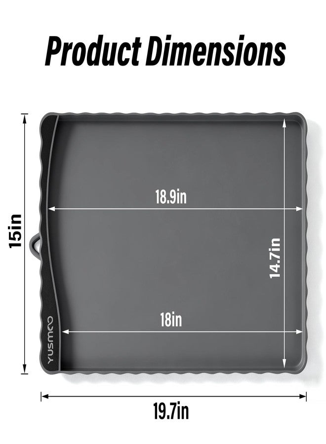 YUSMOO Dog Food Mat 20" x 15", Waterproof Silicone Pet Feeding Mat with Raised Edge & Residue Pocket, Non-Slip Bowl Mat for Dog Cat Food and Water, Easy to Clean Floor Protector - Image 2
