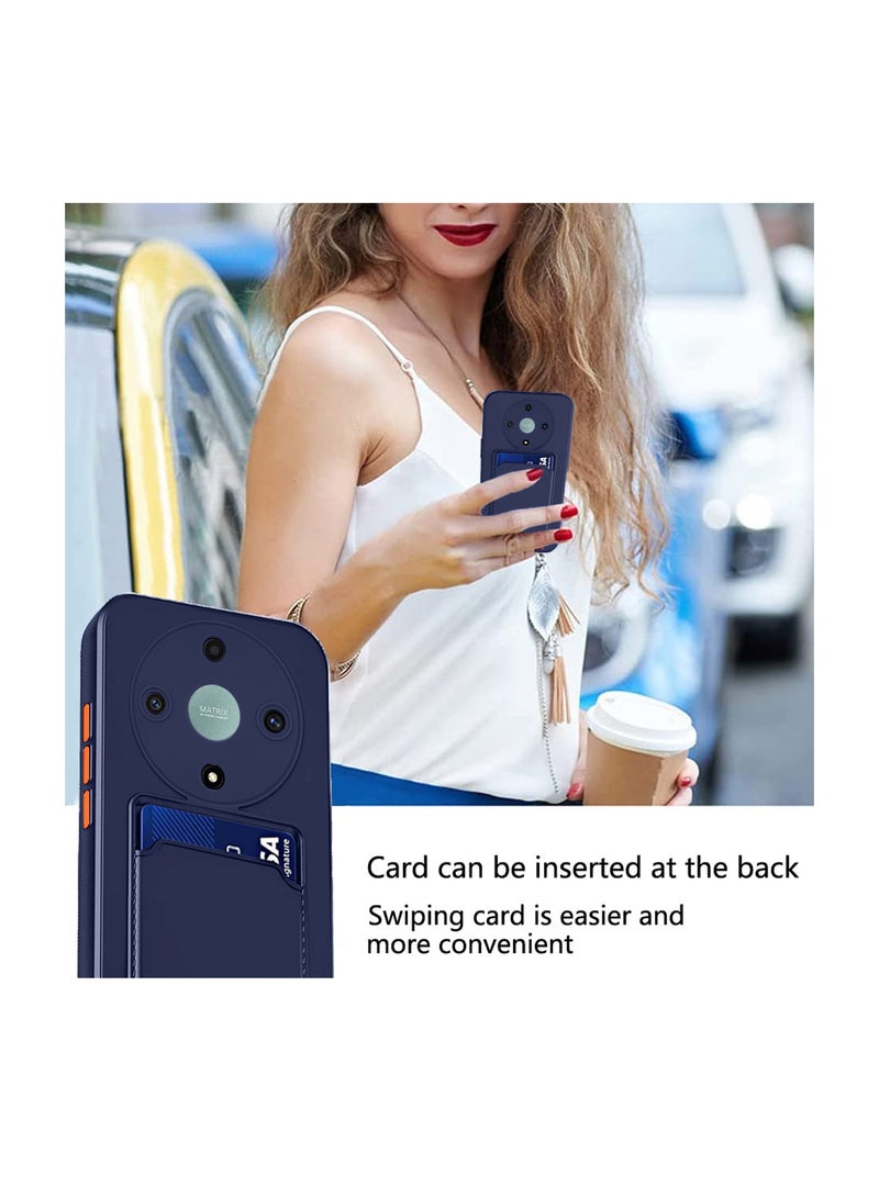Wtech Silicone TPU With Card Holder Case Cover For Honor X9a 5G 2023 Navy Blue  - Image 4