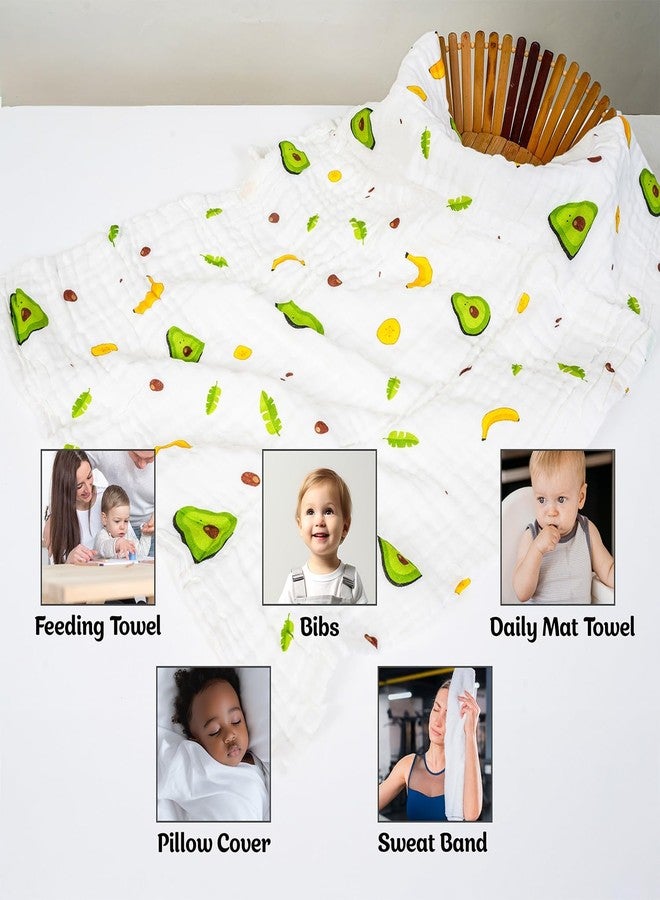BASEEFY Muslin Baby Bath Towel for Newborns - 6-Layer Premium Cotton, Super Soft, Breathable & Highly Absorbent, Gentle on Sensitive Skin for Kids (Avocado) - Image 3