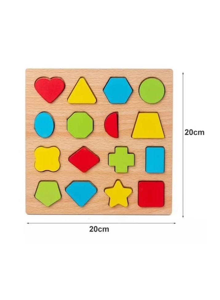 Wooden Educational Puzzle Set for Kids with Alphabet, Numbers and Shapes, 3D Big Letters, Colorful - Image 3