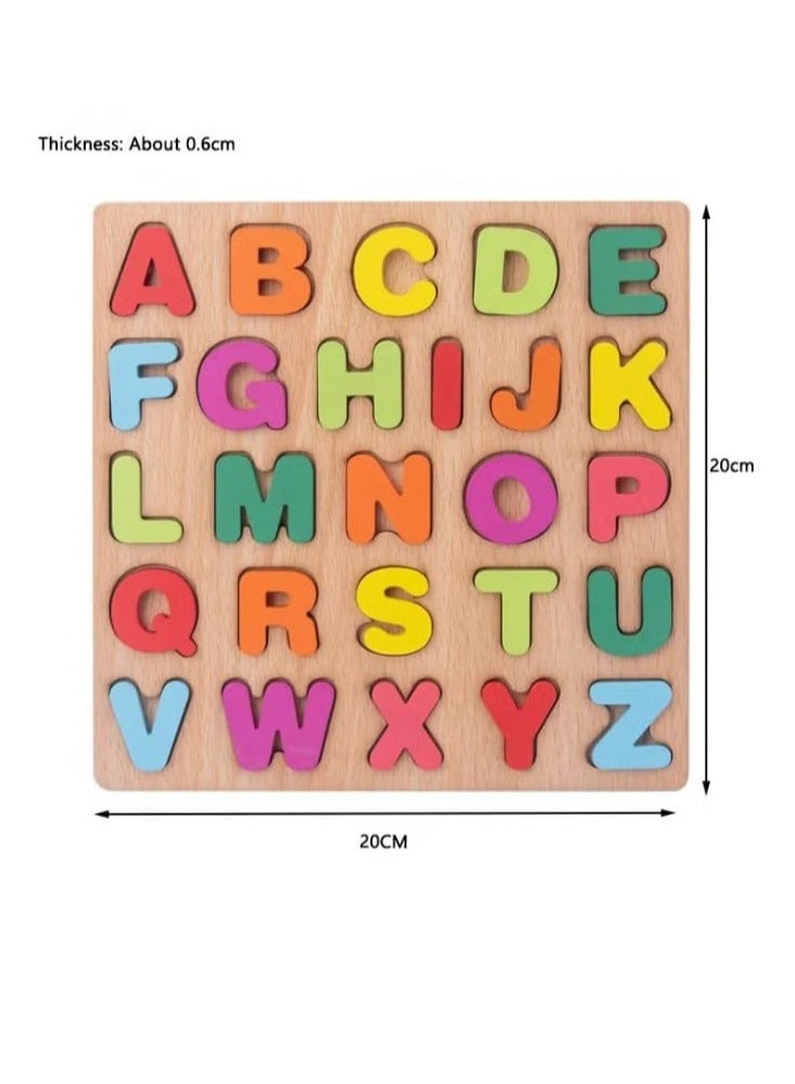 Wooden Educational Puzzle Set for Kids with Alphabet, Numbers and Shapes, 3D Big Letters, Colorful - Image 5
