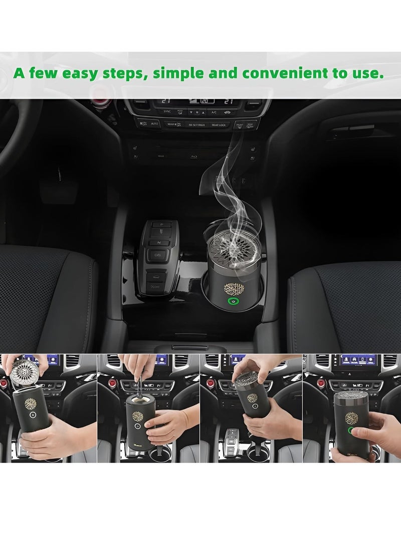 ELTRAZONE "Portable Aromatherapy Car Bakhoor with Quran Speaker: Rechargeable USB-C Incense Burner & Ramadan Aroma Diffuser" - Image 2