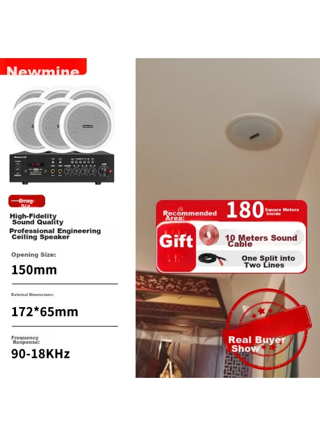 Newmine نظام صوتي جديد من نيوماين R16 بسماعات سقف ذات جهد ثابت، نظام مكبر صوت للموسيقى الخلفية في الأسقف المعلقة (واحد إلى) - Image 1