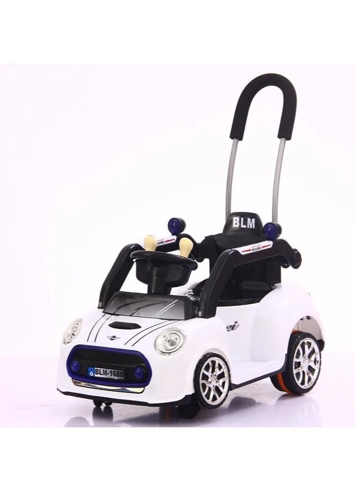 Ntech NTECH Four Wheeled Children's Electric Kids Car Kids Ride On Car Toy with Parental Handle, Music & Light, Car for Children | Baby Ride on Car for Kids 1 to 4 Years Boy and Girl (6V4.5A) White  - Image 1