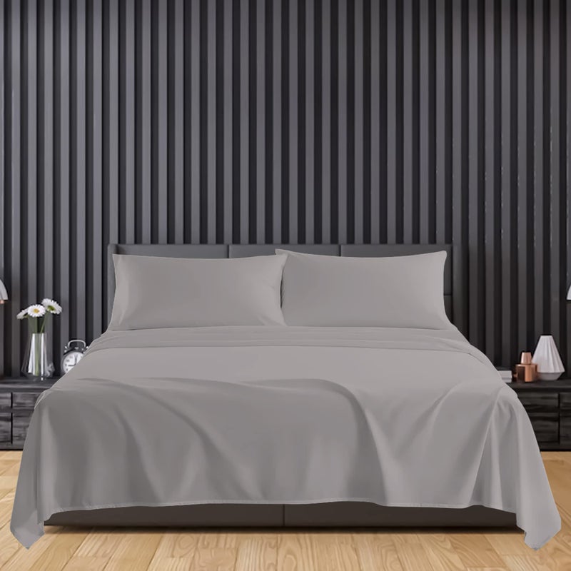 Sunshine Comforts Egyptian Cotton Flat Sheets Super King Size Breathable Anti Wrinkle Shrink and Fade Resistant 200 Thread Count Bed Sheets Grey Bedding  Linen 260 x 254cm Super King Flat Sheet