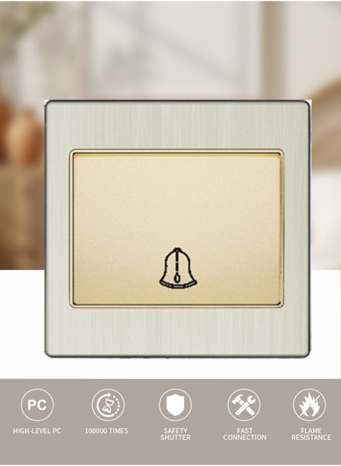 Vmax Premium Door Bell Switch – Durable Wall Mount Push Button, Silent & Smooth Operation, Modern Silver Gold & Aluminium Gold Finish for Home & Office - Image 1