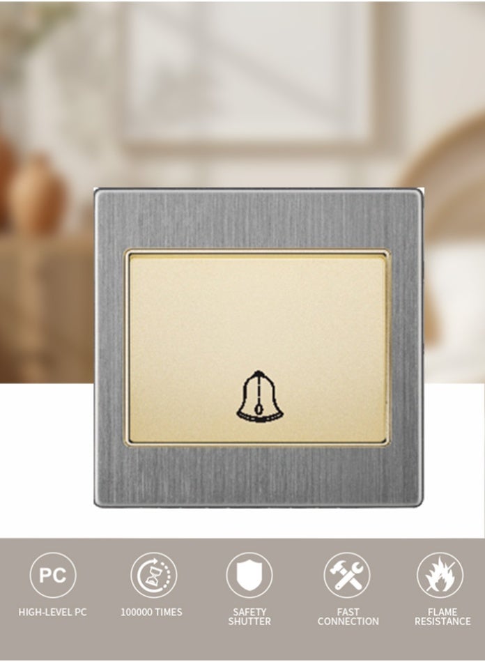 Vmax Premium Door Bell Switch – Durable Wall Mount Push Button, Silent & Smooth Operation, Modern Silver Gold & Aluminium Gold Finish for Home & Office - Image 5