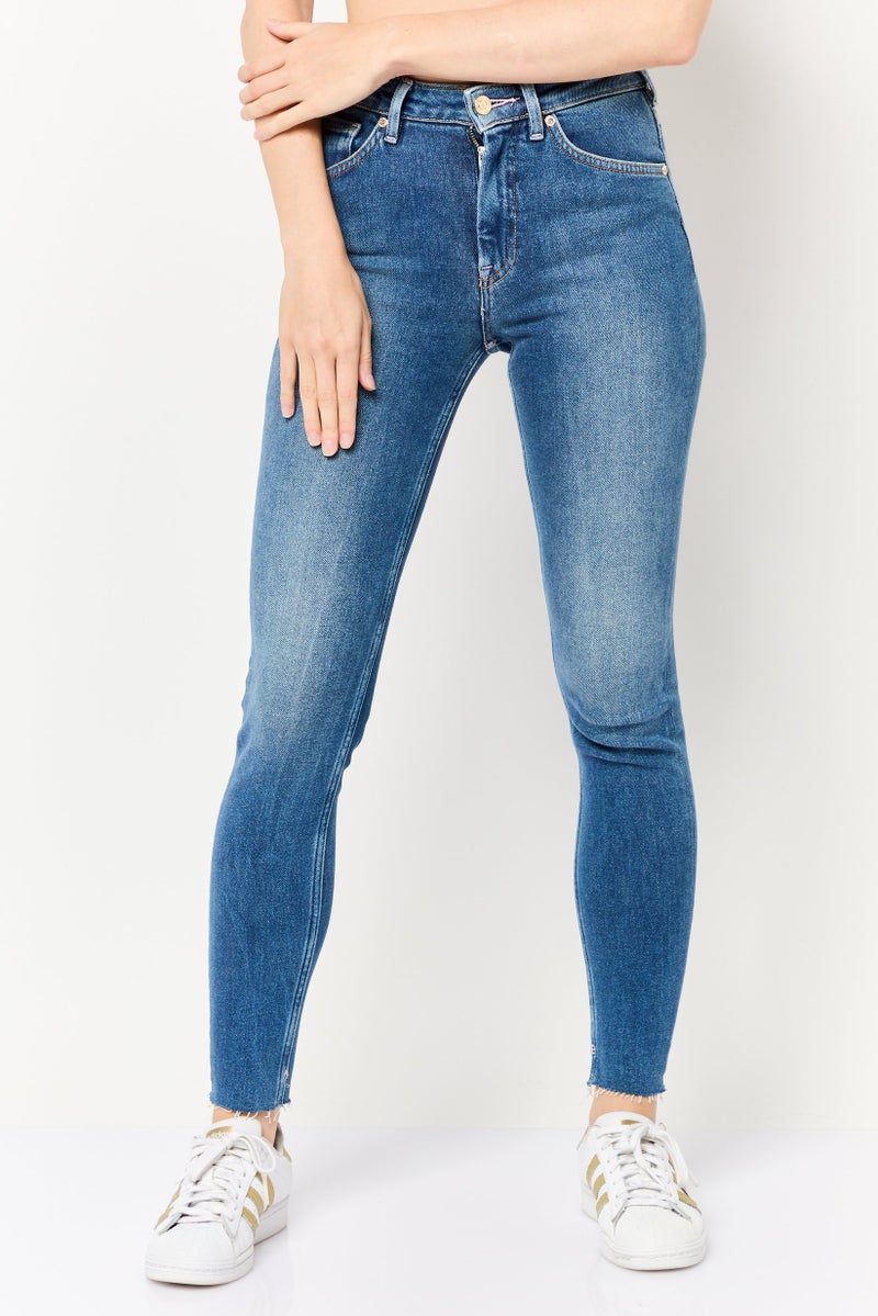 Scotch & Soda Women Slim Fit Washed Stretchable Denim, Blue - Image 1