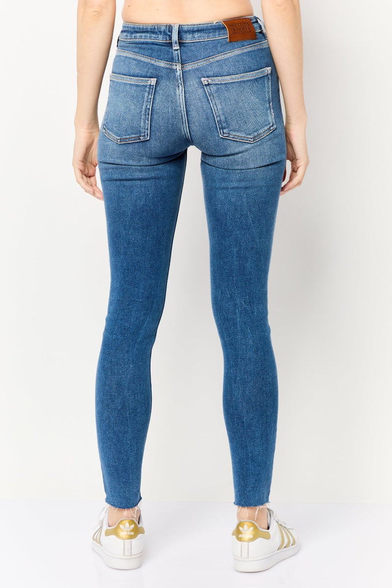 Scotch & Soda Women Slim Fit Washed Stretchable Denim, Blue - Image 4