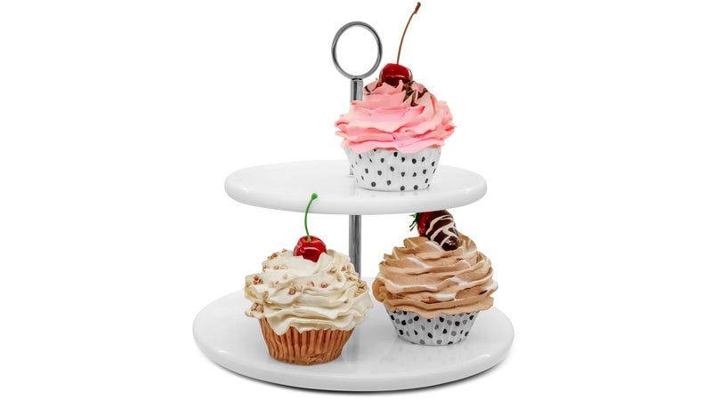 Rossetti Fuji White Marble 2-Tier Serving & Cake St&