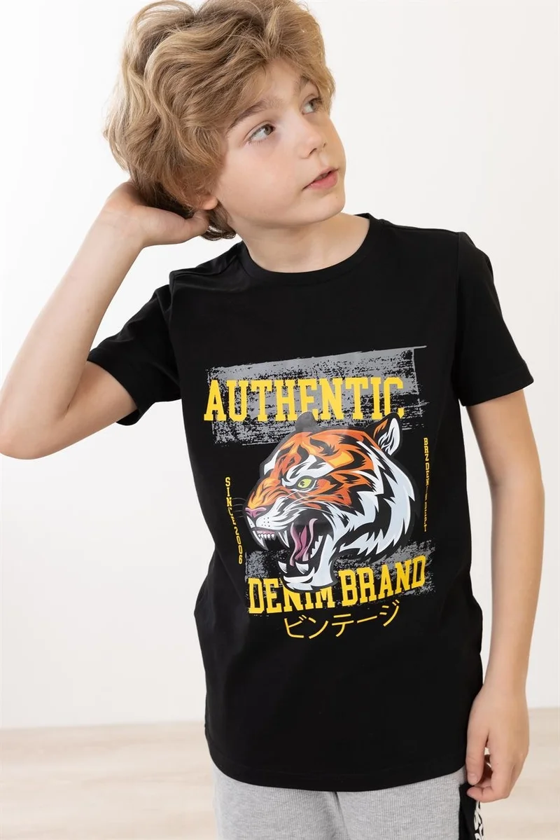 بي ار زد كولكشن Tiger Printed Boy Short Sleeve T-Shirt