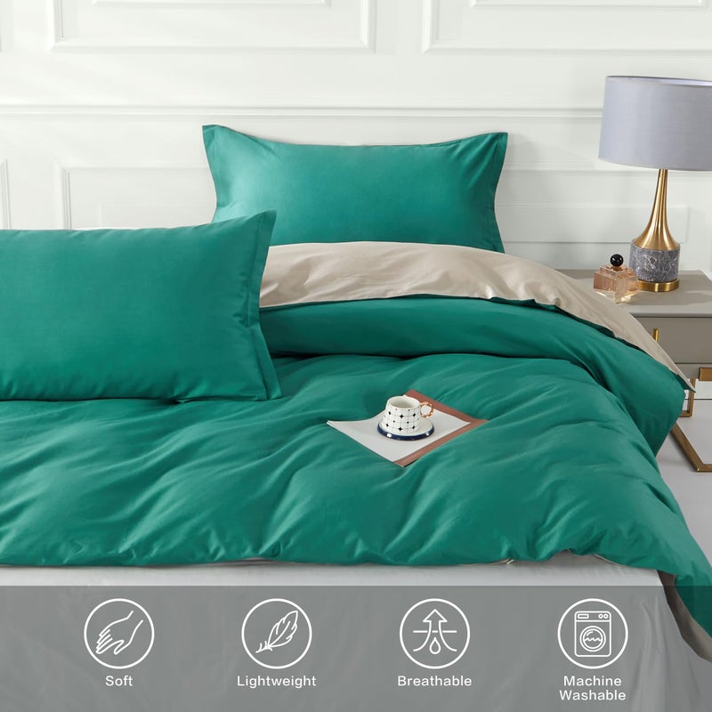 SAPHREAS Teal Duvet Cover King Size 3 Pieces Extra Soft Bedding Set, Includes 1 Cotton Green Duvet Cover 104"x90" with Zipper Closure & 2 Pillow Shams, Comforter Not Included - Image 4