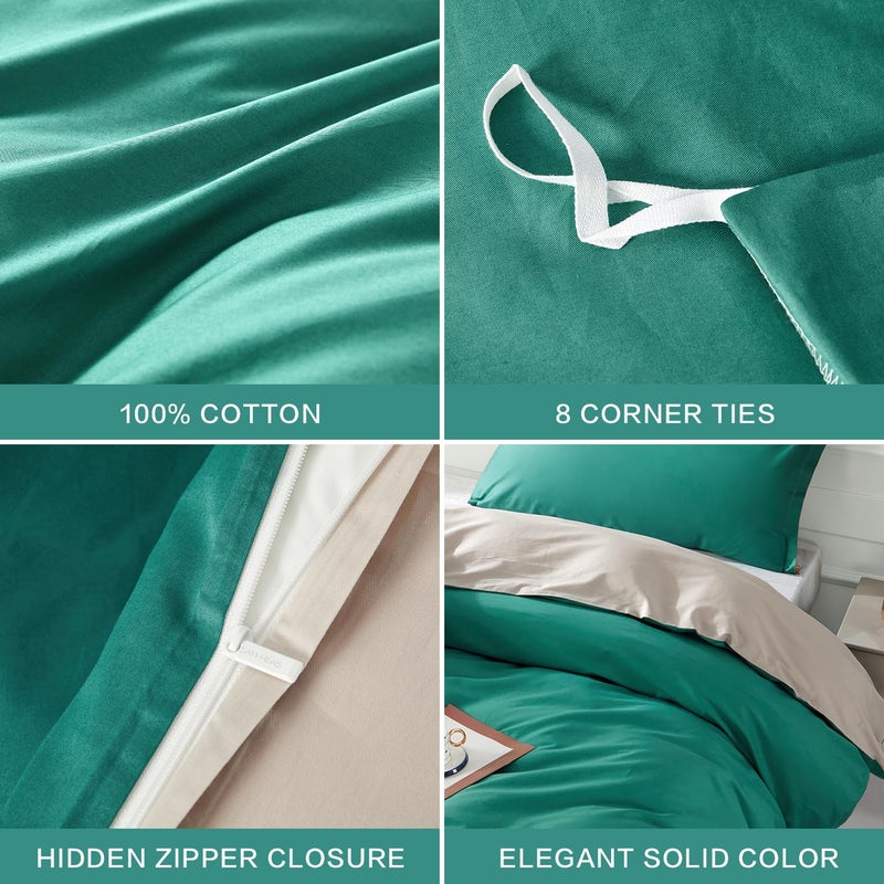 SAPHREAS Teal Duvet Cover King Size 3 Pieces Extra Soft Bedding Set, Includes 1 Cotton Green Duvet Cover 104"x90" with Zipper Closure & 2 Pillow Shams, Comforter Not Included - Image 5