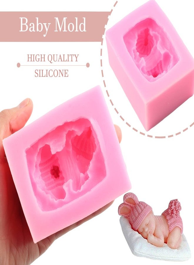 Mujiang Sleeping Baby with a Pillow Silicone Molds Baby Shower Fondant Mold For Cake Topper Decorating Candy Polymer Clay Chocolate Gum Paste Candle Wax Crayon Soap Resin - Image 2