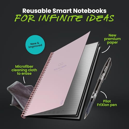 Rocketbook New Core Reusable Spiral Notebook, Letter Size 8.5x11, Pink - Lined Pages, App-Connected, Erasable, Durable Cover, Ideal for School, Work, and Creative Projects - Image 3