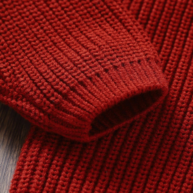 YINGISFITM Toddler Baby Girl Boy Valentines Day Clothes Knit Sweater Shirt Oversized Warm Pullover Fall Cute Outfits (Love Red Sweater, 9-12 Months) - Image 2
