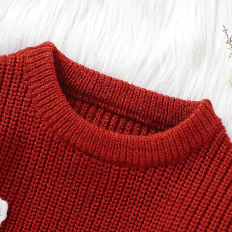 YINGISFITM Toddler Baby Girl Boy Valentines Day Clothes Knit Sweater Shirt Oversized Warm Pullover Fall Cute Outfits (Love Red Sweater, 9-12 Months) - Image 5